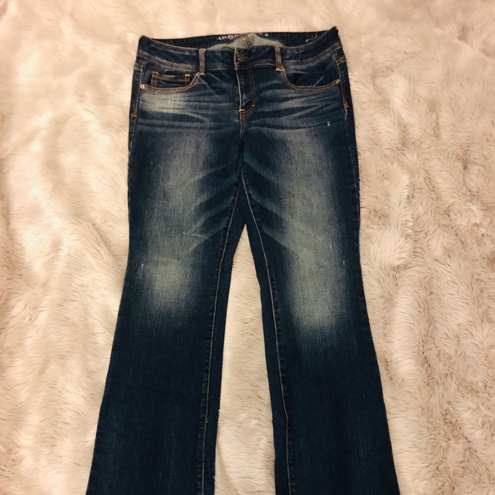 American Eagle Dark Wash Stretch Kick-boot Jeans